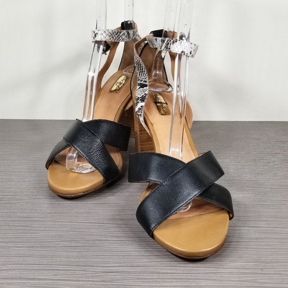 Halogen Haley Crisscross Strap Sandal, Snakeskin Black Leather, Womens Size 11 M - Picture 4 of 11